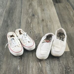Womens Size 8 Converse And Roxy White Shoes